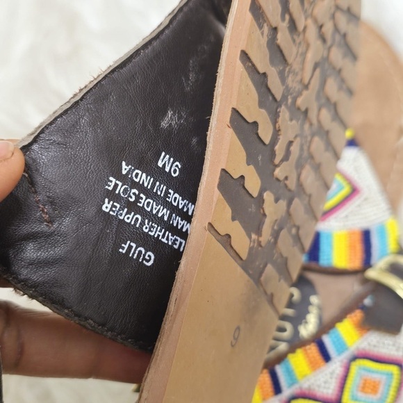 Coconuts by Matisse Diego Di Lucca Leather Boho Beaded Strappy Flat Sandals🌴 - Picture 6 of 7